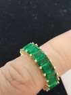 Sterling Silver 925 Gold overlay Green Emerald CZ Eternity Band Ring, Sz 5, NEW — photo 4