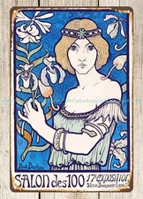 Art Nouveau BERTHON, Paul. Salon des 100, 17e Exposition metal tin sign