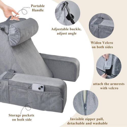 Almohada de lectura espuma viscoelástica descanso cama adulto respaldo sentado soporte de lectura grande - Imagen 18 de 24
