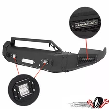 For Dodge Ram 1500 2009-2012 Front Steel Bumper Assembly w/ Winch Plate w/ LED