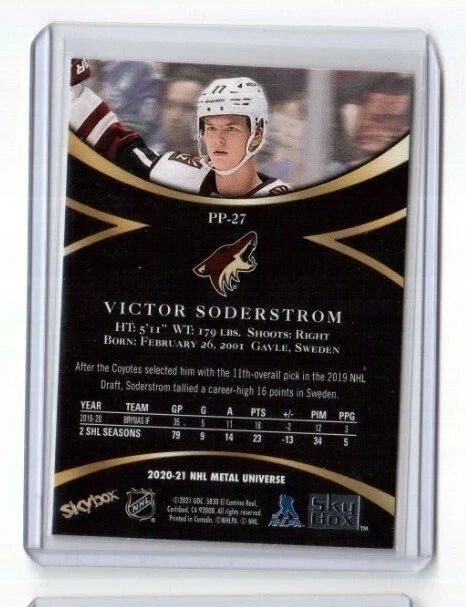 2020-21 Skybox Metal Universe Prospects PP-27 Victor Soderstrom Arizona Coyotes  - Image 2 of 2