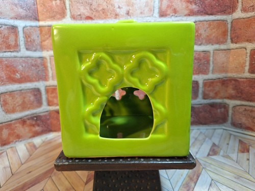3D Ceramic Square Hanging Tealight Lantern With Cut Outs & 2 LED Tealights - Picture 5 of 11