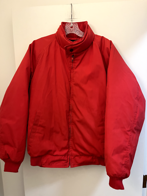 ジャケット・アウター Eddie Bauer rib puffer jacket red Vintage Eddie Bauer Red Jacket Mens Med Goose Down Bomber Puffer