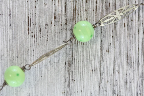 VINTAGE ART GLASS WIRED BEAD LINK BRACELET COSTUME JEWELRY RETRO