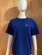 CHAMPION EMBROIDERED LOGO Unisex YOUTH T-Shirt Tee Shirt L Lrg Large Blue