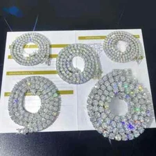 VVS Moissanite Tennis Chain 3-5mm 18-24" 925 Silver Passes Diamnd Tester