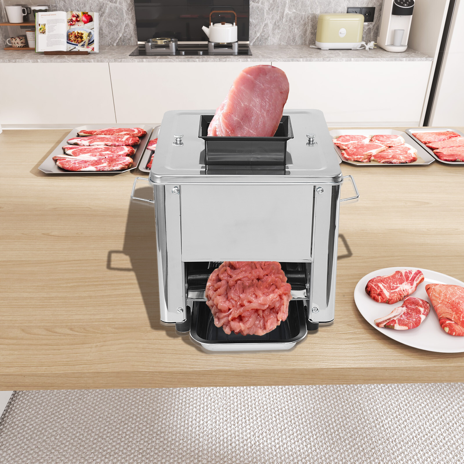 850W Meat Cutter Cutting Machine Stainless Steel for Family Commercial Use