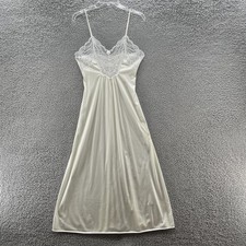 VTG Val Mode Nightgown Womens Small White Nylon Sheer Lace Chemise USA Bridal