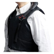 HILASON Safety Tall Collar Bull Riding Vest Protective Leather Black