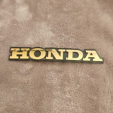 Vintage Honda Tank Emblem Gold Black Used 6in
