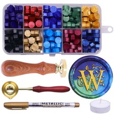 SWANGSA Initial Alphabet W Wax Seal Stamp Kit, Classic Retro Letter Sealing Stam
