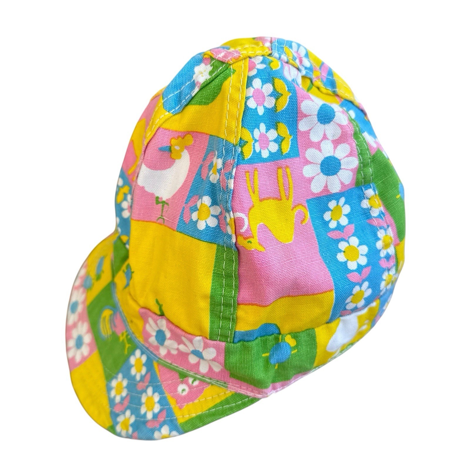 1960s Psychedelic Patchwork Cap Droop Brim Novelt… - image 4