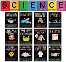 19Pcs Funny Science Lab Safety Rules Poster Chemistry Classroom Posters Scien...