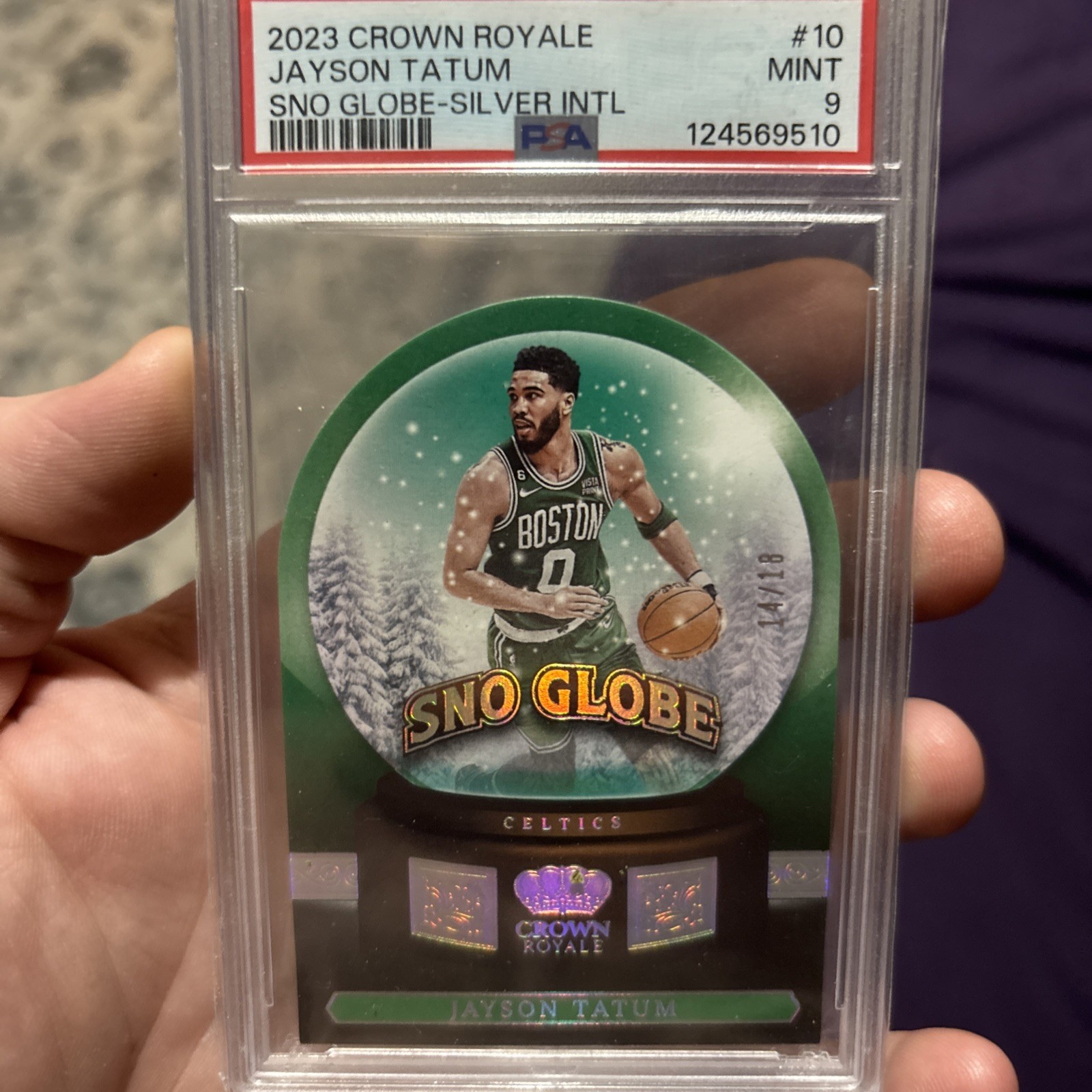 2023-24 Panini Crown Royale -Sno Globe Jayson Tatum #10 Silver International /18