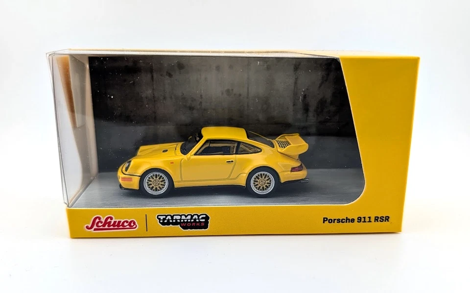 TARMAC WORKS x SCHUCO PORSCHE 911 RSR Amarillo 1/64 Diecast Coche Modelo Juguete Foto 2 de 3