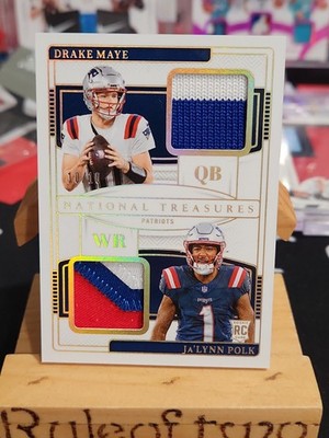 2024 NATIONAL TREASURES DRAKE MAYE 10/10 GOLD ROOKIE PATCH DOUBLE JERSEY MATCH