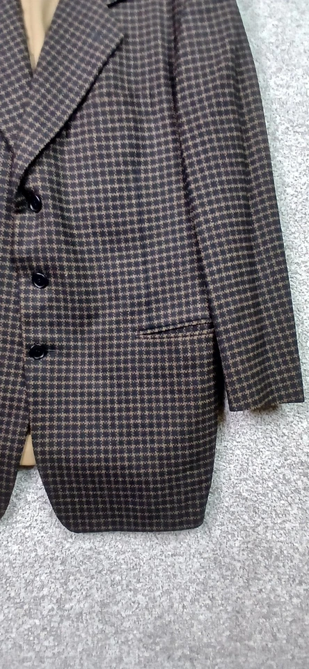 Pal Zileri Blazer Mens 52R Houndstooth Wool Cashmere Italy Jacket Pants Suit - Image 4 of 4