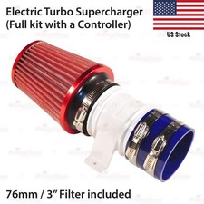12v Red Narrow Filter Electric Turbine Power Turbocharger Kit Air Intake Fan