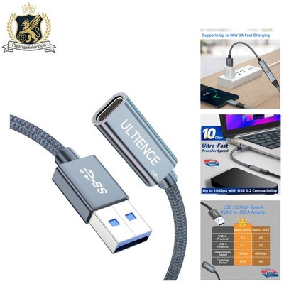 Lightning-Fast 10Gbps USB to USB C Converter - Lightweight & Durable 1.65ft