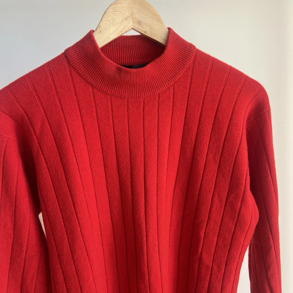 Suéter Vintage Randall Roy William Kasper 100% Cachemira Rojo Talla Pequeña Navidad Foto 2 de 4