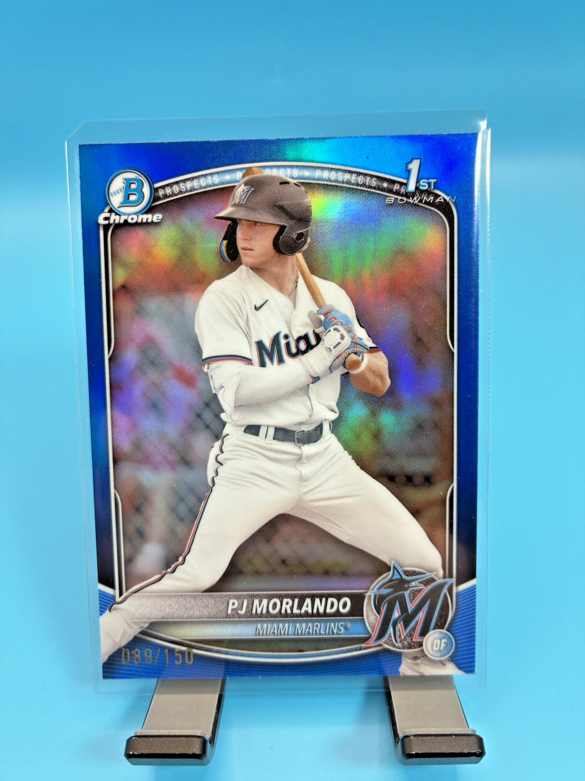 2025 Bowman Chrome PJ Morlando #BCP-91 Blue Refractor /150 Miami Marlins
