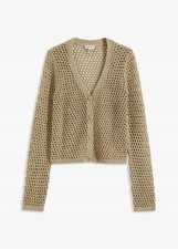 Ajour-Strickjacke Gr. 36/38 New Khaki Damen Strick-Jacke Neu