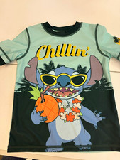 Disney Stitch Boys Rash Guard Swim Shirt Blue/Black Graphic Print Size 5/6
