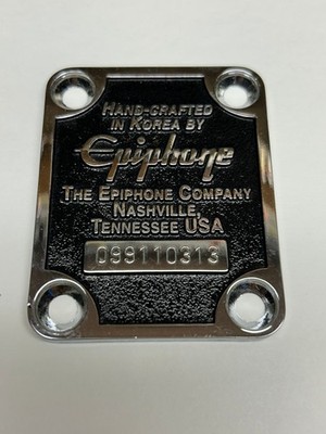 NOS 2010 Epiphone Black & Chrome Les Paul  Neck Plate. No screws.