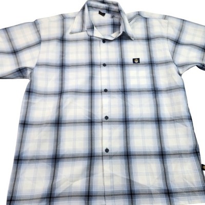 lowrider dress shirts Lowrider Shirt Mens Large Blue Plaid Short Sleeve Button Front Casual  Polyester