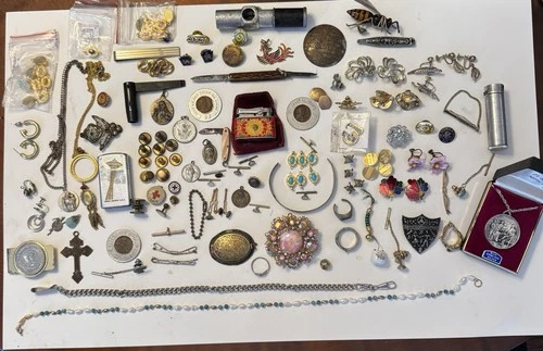 junk drawer lot  costume jewelry pins Vintage Arts And Craft Use  Lighters