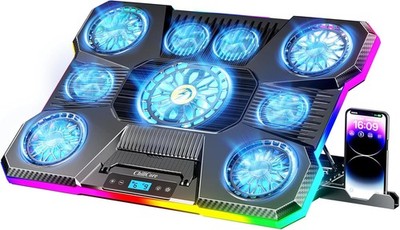 ChillCore Laptop Cooling Pad with RGB Lights, 9-Fan Cooler for 15.6-19.3in