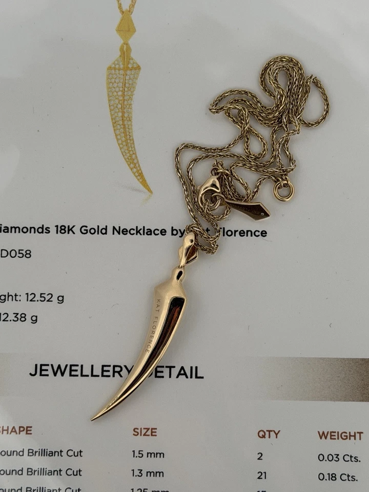 KAT FLORENCE: Flawless DIAMOND-SET PENDANT/NECKLACE 18k Rare Design 20” 16” - Image 3 of 4