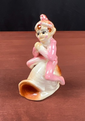 Vintage 50s MCM Elf Pixie on Snail Japan 4'' Acme Ceramic