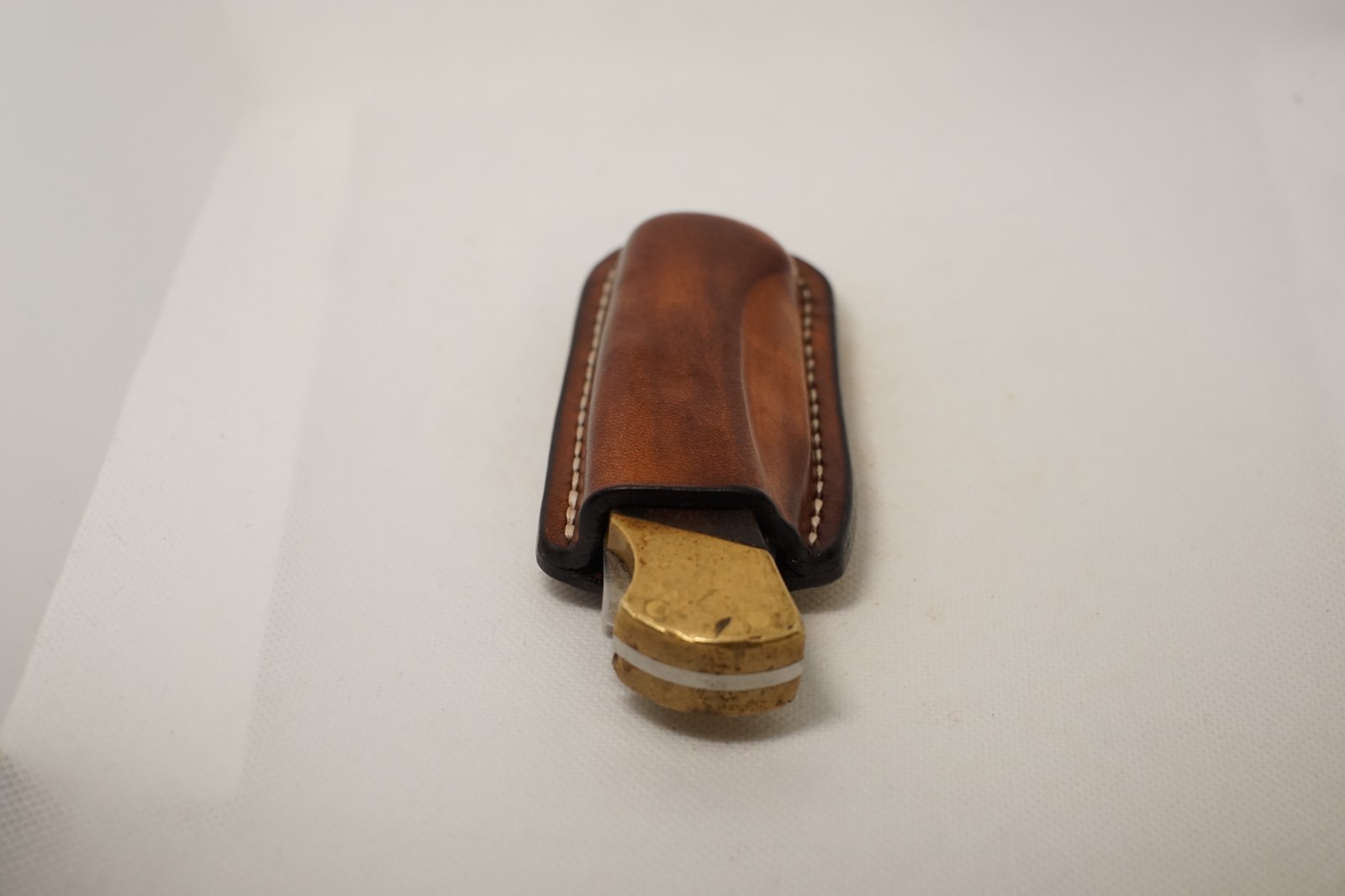 Handmade Buck 112 Leather Sheath, Dark Brown Waxed Upright, Sheath Only