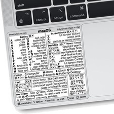 Synerlogic Mac OS Shortcuts Sticker for Air/Pro  Keyboard Stickers White