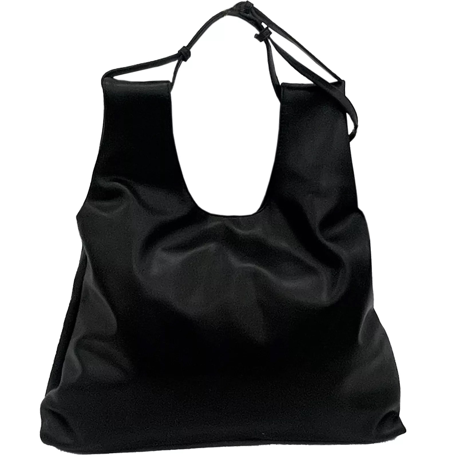 A New Day Soft Faux Leather Convertible Tote Handbag Purse in Black 4090₽