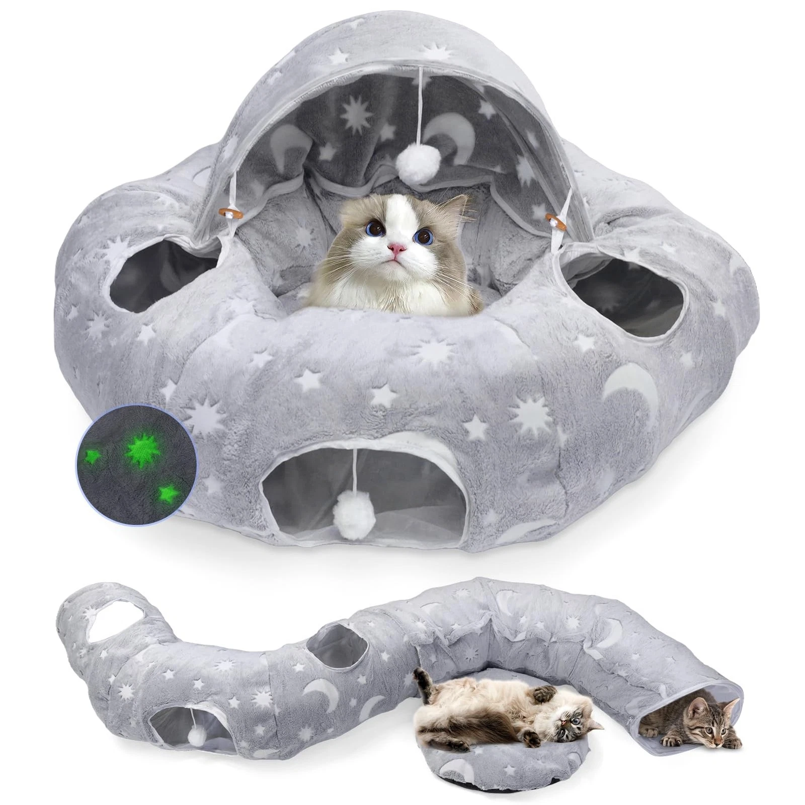 Cat Tunnel, Cat Toy for Indoor Cats, Multifunctional Rascheltu...