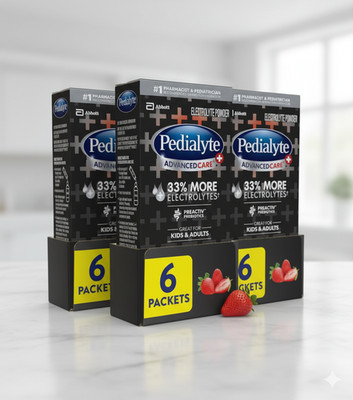 Abbott   Pedialyte Advanced Care Strawberry Freeze (3 Boxes / 18 Packets)