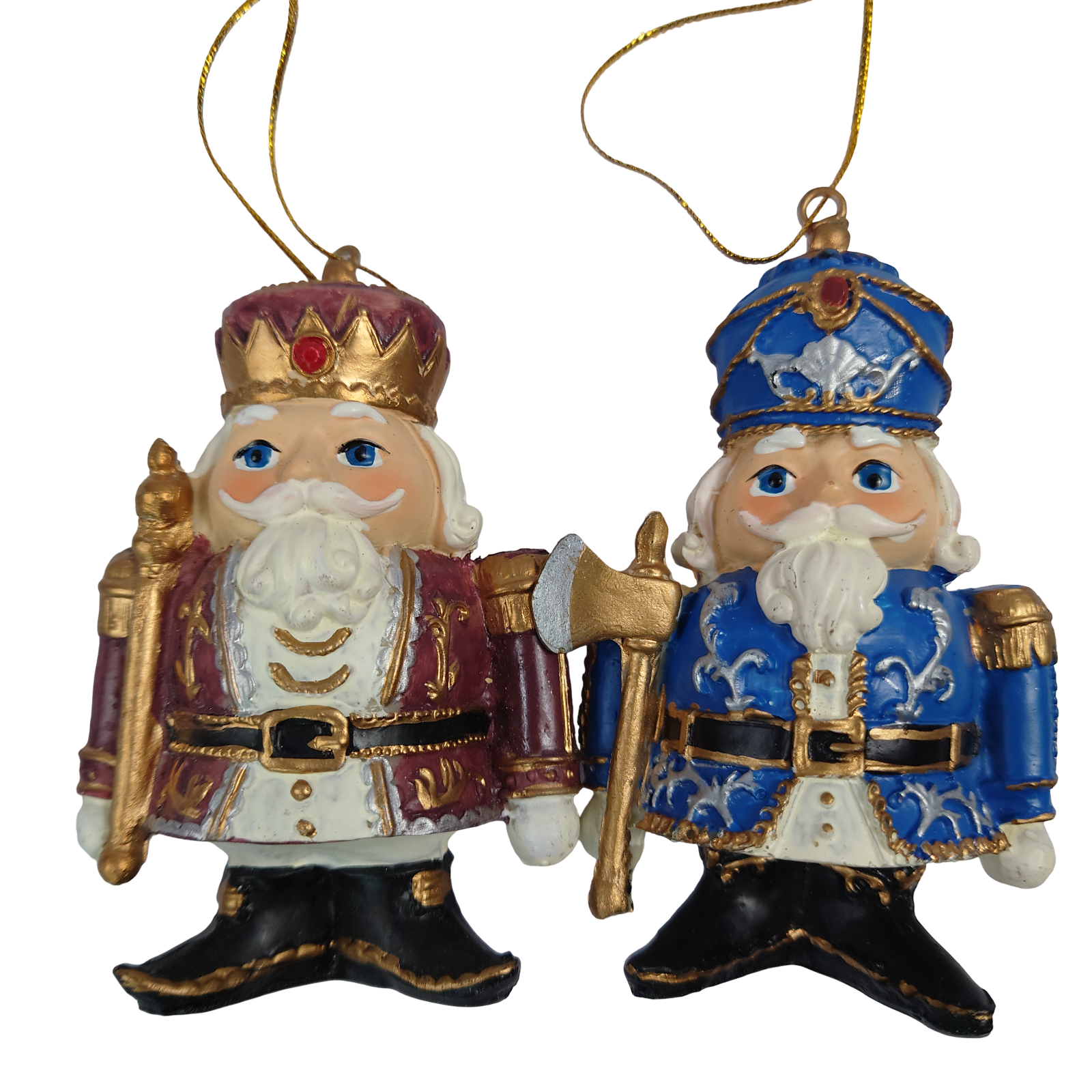 Royal Nutcracker Soldier Hanging Tree Decoration Christmas Hand Painted Set of 2