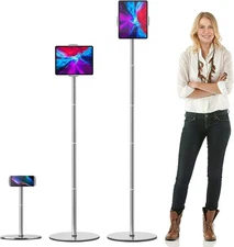 OATSBASF Heavy-Duty Tablet Floor Stand - 66.1" Height-Adjustable, white 
