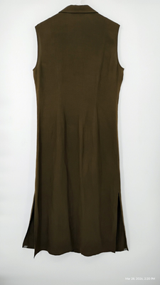 Max Mara Italy 100% Linen Khaki Brown Maxi Shirt Dress Button-Up Side Slits  12 | eBay