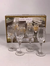 Set of 4 Laura Ashley Glass Mini Champagne Flutes 4.5 in.