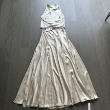 Reformation Sera Silk Two Piece Set Dress Skirt Halter ALMOND Size 6 - with tags