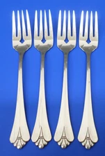 4 - Oneida Community ROYAL FLUTE Glossy Stainless Flatware 6 3/4" SALAD FORKS