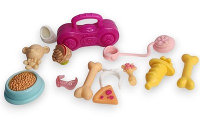 Littlest Pet Shop LPS Accessories Lot Variety Boombox Pet Food Bowl Teddy Bear