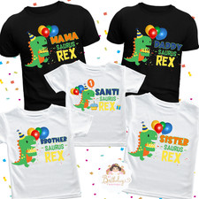 Family Saurus Rex dinosaur matching boy birthday shirts, dinosaur party shirts