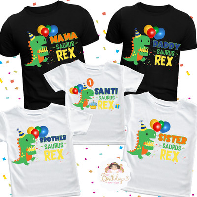 Family Saurus Rex dinosaur matching boy birthday shirts, dinosaur party shirts