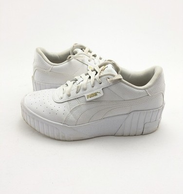 Womens Puma Cali Wedge Platform White Leather Walking Shoes 373438-01 Size 8.5