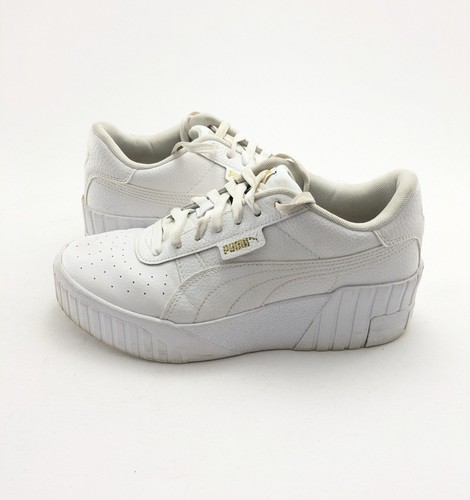 Womens Puma Cali Wedge Platform White Leather Walking Shoes 373438-01 Size 8.5 - Picture 1 of 7