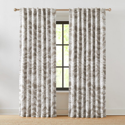 Luxury Gray & White Blackout Curtain Panels 52'' W x 84'' L - Cascade Wave Design